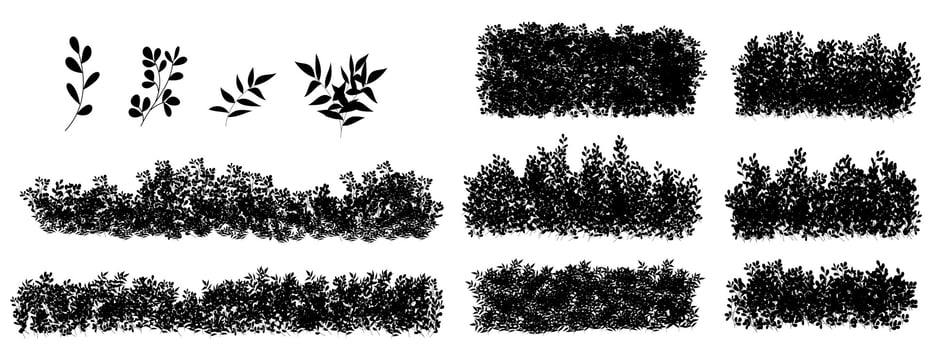 bush bundle. bush silhouette set. bush ground vector