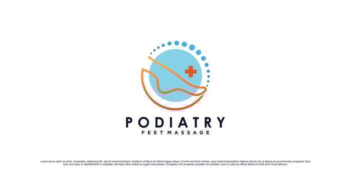 Podiatry feet massage logo design with ankle concept and creative element Premium Vector