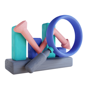 3D illustration data analysis descending candle chart png