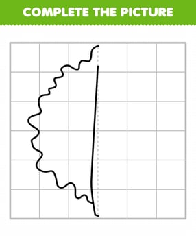 Education game for children complete the picture cute cartoon vegetable kale half outline for drawing vector