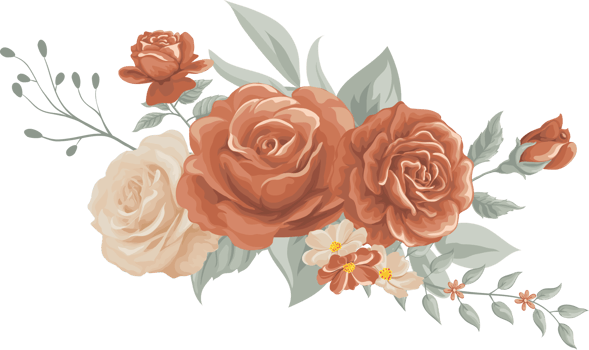 Rose Flower and botanical leaf digital painted png