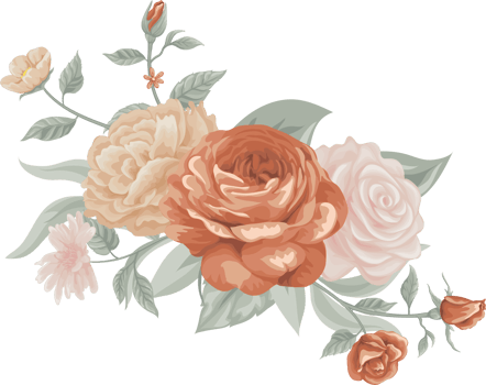 Rose Flower and botanical leaf digital painted png