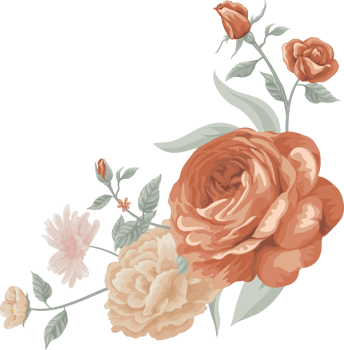 Rose Flower and botanical leaf digital painted png