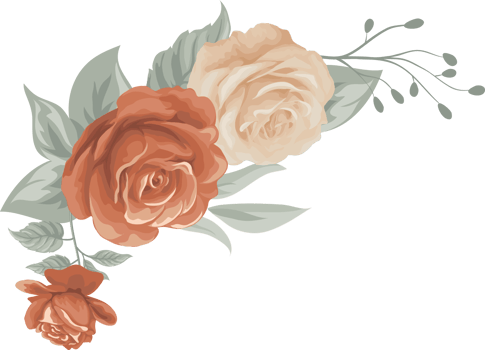 Rose Flower and botanical leaf digital painted png