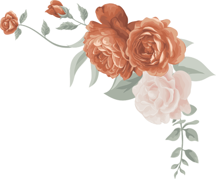 Rose Flower and botanical leaf digital painted png