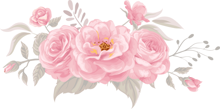 Rose Flower and botanical leaf digital painted png