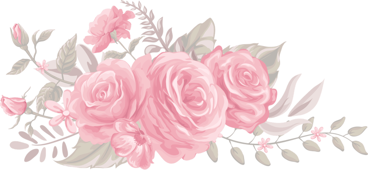 Rose Flower and botanical leaf digital painted png