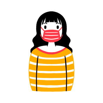 Woman wearing a face mask png