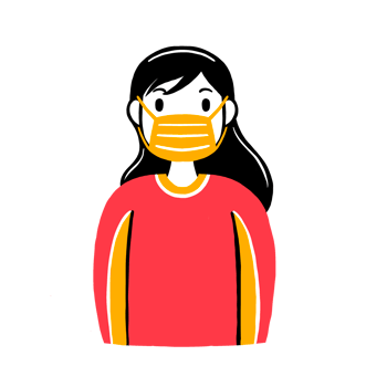 Woman wearing a face mask png