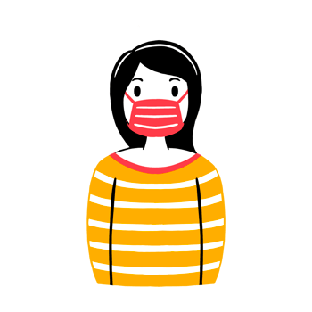 Woman wearing a face mask png
