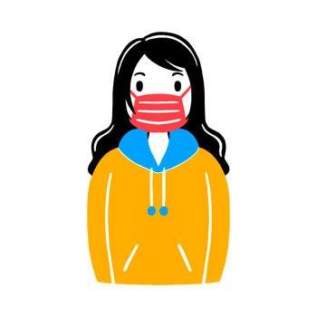 Woman wearing a face mask png