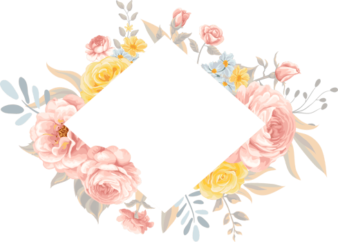 Rose Flower and botanical leaf digital painted png