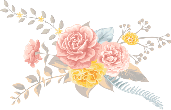 Rose Flower and botanical leaf digital painted png