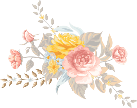 Rose Flower and botanical leaf digital painted png