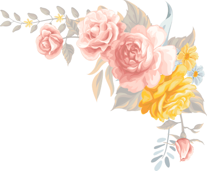 Rose Flower and botanical leaf digital painted png