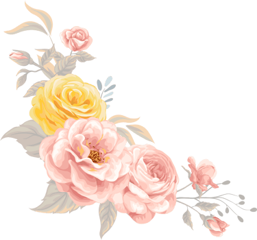 Rose Flower and botanical leaf digital painted png