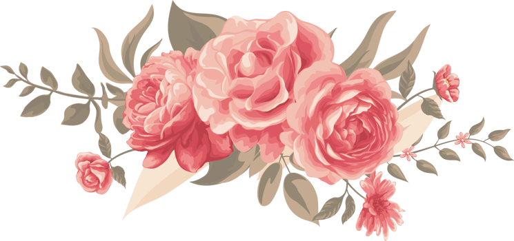 Rose Flower and botanical leaf digital painted png