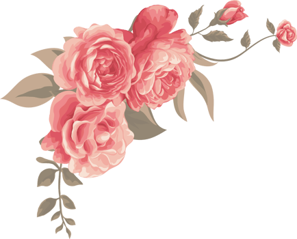Rose Flower and botanical leaf digital painted png