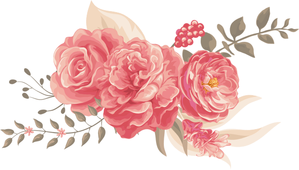 Rose Flower and botanical leaf digital painted png