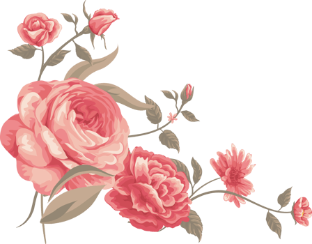Rose Flower and botanical leaf digital painted png
