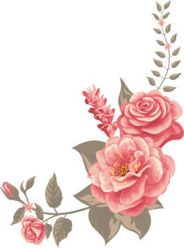 Rose Flower and botanical leaf digital painted png