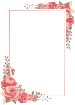 Rose Flower and botanical leaf digital painted png