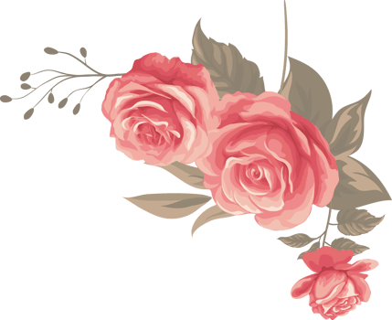 Rose Flower and botanical leaf digital painted png