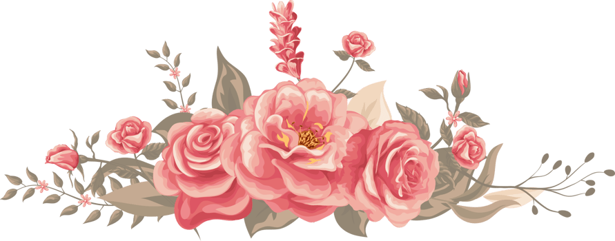 Rose Flower and botanical leaf digital painted png