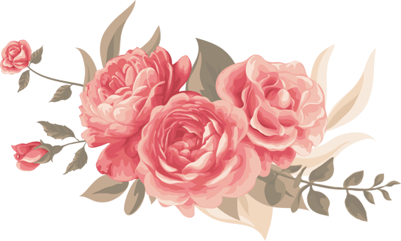 Rose Flower and botanical leaf digital painted png