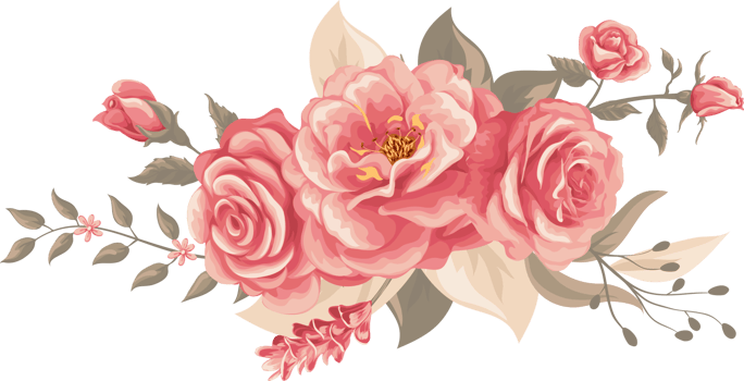 Rose Flower and botanical leaf digital painted png