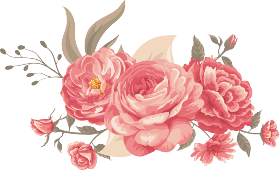 Rose Flower and botanical leaf digital painted png