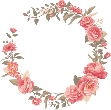 Rose Flower and botanical leaf digital painted png