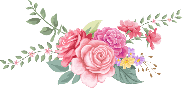Rose Flower and botanical leaf digital painted png