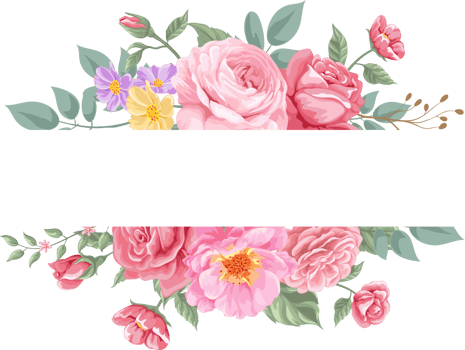 Rose Flower and botanical leaf digital painted png