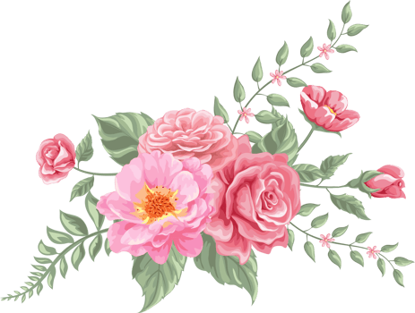Rose Flower and botanical leaf digital painted png