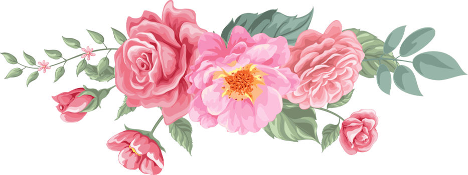 Rose Flower and botanical leaf digital painted png