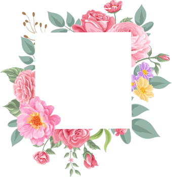 Rose Flower and botanical leaf digital painted png