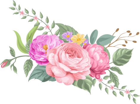Rose Flower and botanical leaf digital painted png