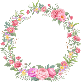 Rose Flower and botanical leaf digital painted png