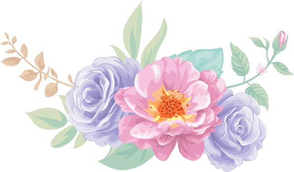 Rose Flower and botanical leaf digital painted png
