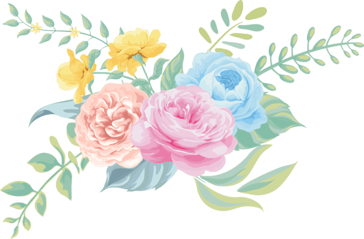 Rose Flower and botanical leaf digital painted png