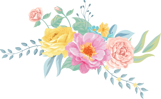 Rose Flower and botanical leaf digital painted png