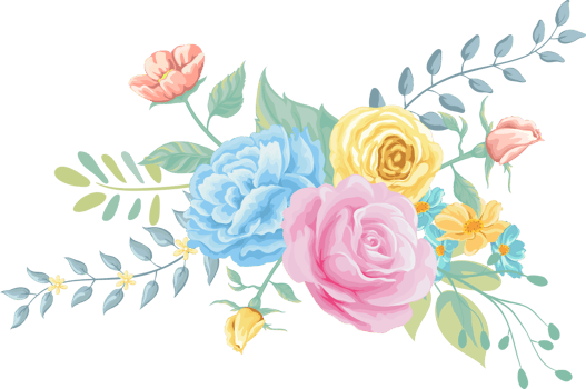 Rose Flower and botanical leaf digital painted png