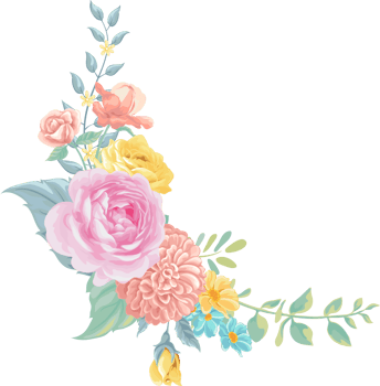 Rose Flower and botanical leaf digital painted png
