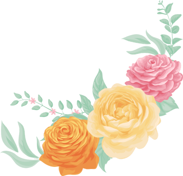 Rose Flower and botanical leaf digital painted png