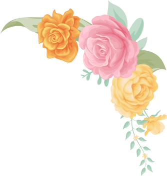 Rose Flower and botanical leaf digital painted png