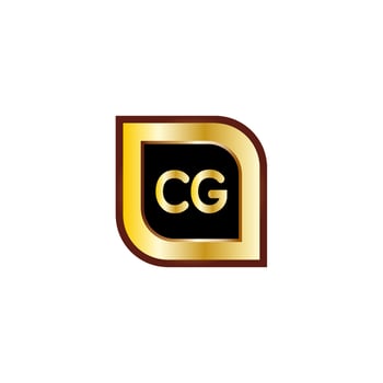 CG letter circle logo design with gold color vector