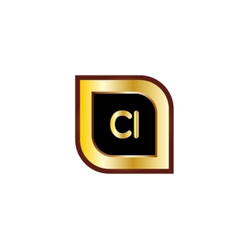 CI letter circle logo design with gold color vector