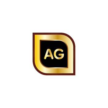 AG letter circle logo design with gold color vector