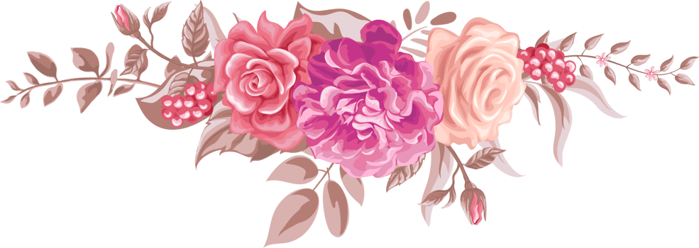 Rose Flower and botanical leaf digital painted png